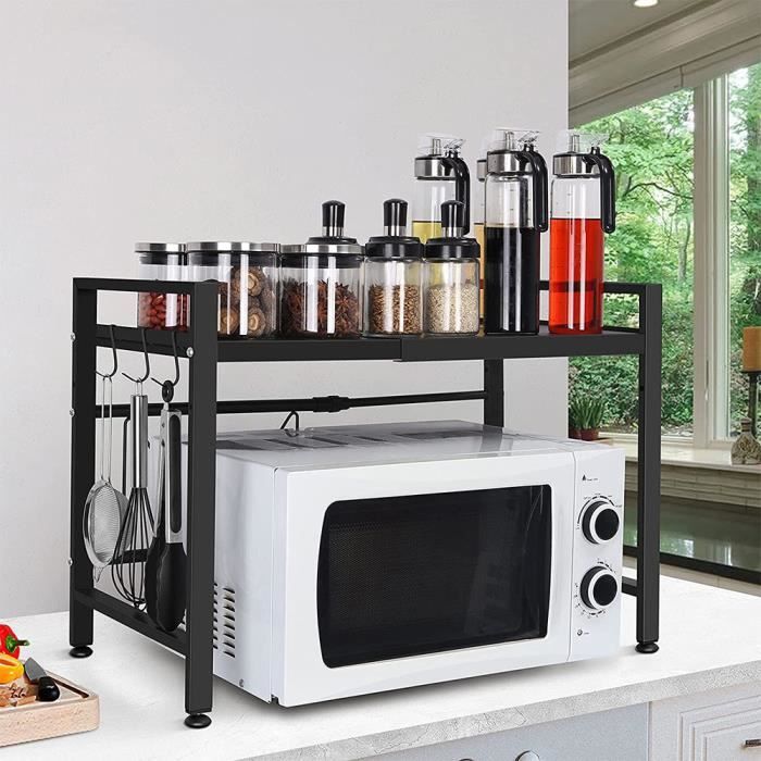 Étagère Extensible 3 Niveaux Pour Micro-ondes Joybos - Ajustable 40-64 Cm, Support Jusqu'à 22 Kg, Acier Carbone