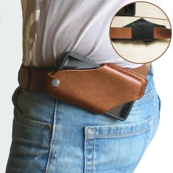 Sacoche bandoulière en cuir pour téléphone portable - Pochette holster cuir  Femme Homme