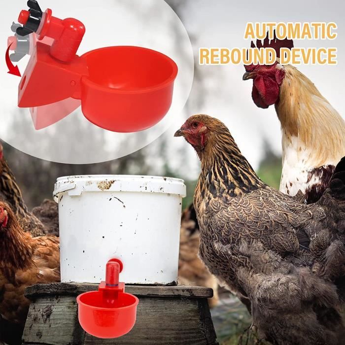 10 Gobelets à Eau Auto-remplissants Pour Poules Et Petits Animaux - Abreuvoir Automatique Réglable, Facile à Nettoyer - 11