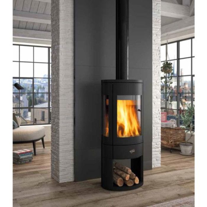 Godin Poêle à bois fonte 10kw noir - 411109NOIR pas cher