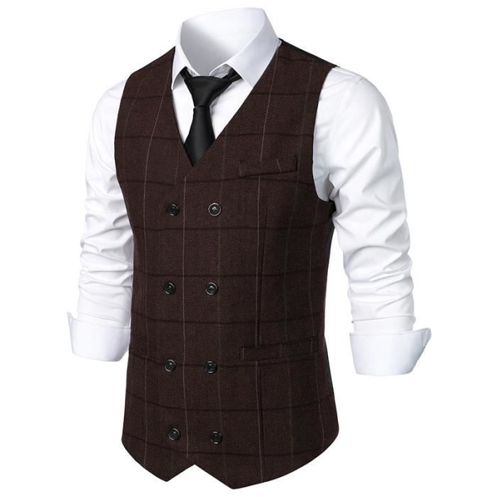 Gilet Polyester Confort Gilet Velours Côtelé Vintage - Style Britannique élégant Gilet Vintage Homme Slim Fit