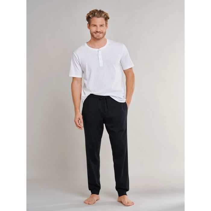 Pyjama Homme 2 Pièces - Pantalon Long Confortable En Coton Avec Poches - Taille Élastique - Tailles S à 4XL