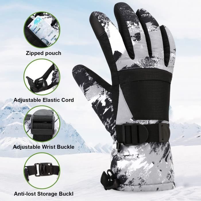 Imperméable à l'eau Hiver Hommes Gants chauds Coupe-vent Écran