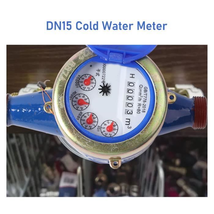 Compteur d'eau, mètre d'eau froide de jardin de 15 mm 1/2 ', compteur d'eau unique pour la