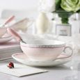 Artvigor Bone China, Service de thé et café, Tasse à café et Soucoupe & cuillère en Porcelaine, Service 4, Rose-2