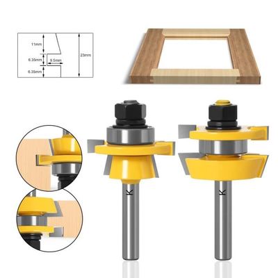 Fraise à Rainurer Et Langue Lot De 2 - Tige 8 Mm, 3 Dents Réglables, Pour Bois Et Panneaux - Travail Du Bois Pro