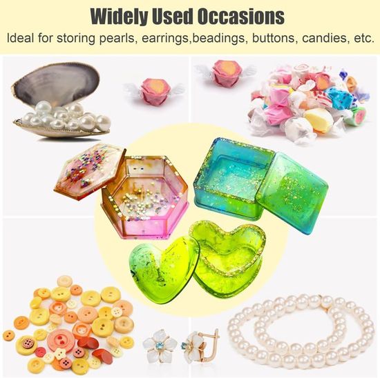 FineGood Moules En Silicone Résine - Baignoire + Boîte De Rangement - Idéal Bijoux, Bonbons, Savon - Lot De 2