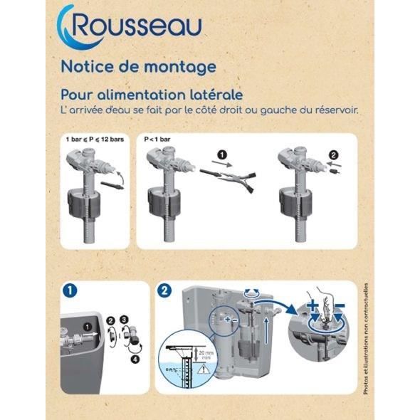 Edouard Rousseau Mécanisme Chasse D'Eau + Robinet Flotteur WC Apparent - Débit 3,5L/s - NF - Garantie 10 Ans