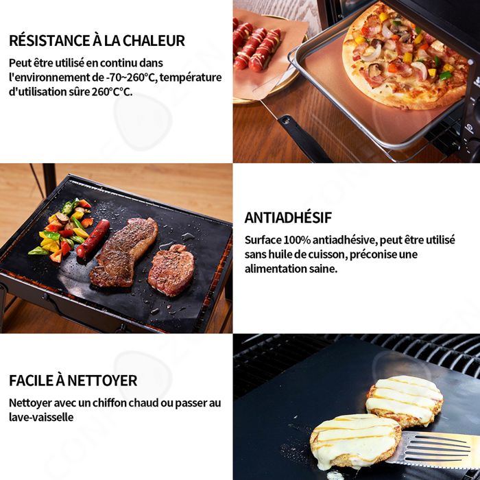 Tapis de cuisson pour barbecue - BBQ - Set de 5 - 40 x 33 cm - 100