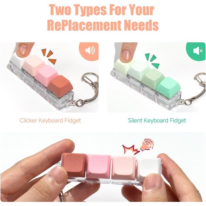 2 Jouets Anti-Stress Clavier – Porte-Clés Fidget Clicker Noir – Boutons Pour Soulager L'Anxiété