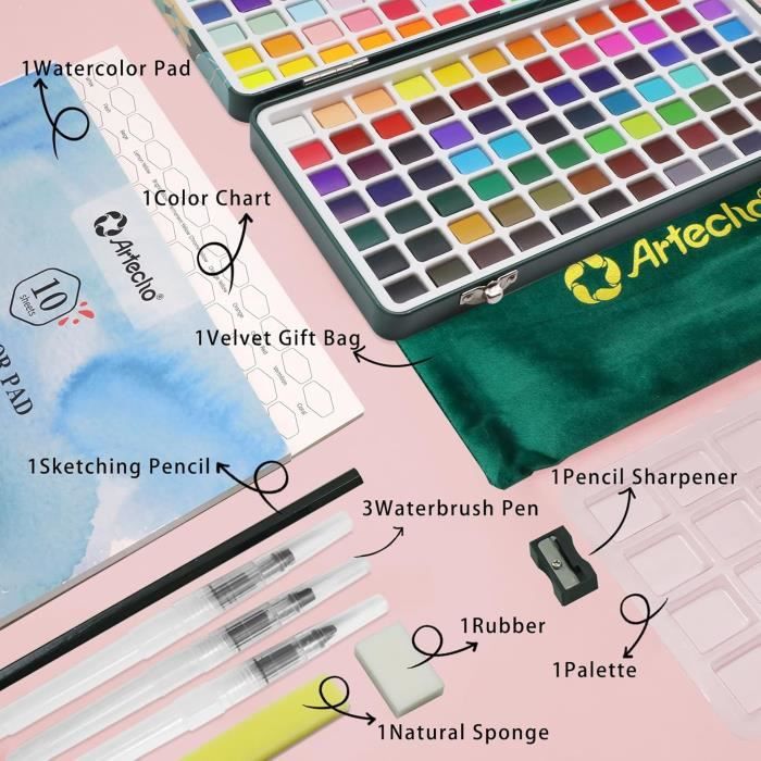 Artecho Set 48 Pastels Doux - Couleurs Vives Et Fluos - Idéal Débutants Et Pros - Cadeau Artiste