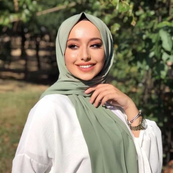 Foulard en mousseline de soie pour femmes Hijab couleur unie châles et  enveloppes musulmans bandeau islamique color 53 -HJ40774 - Cdiscount  Prêt-à-Porter