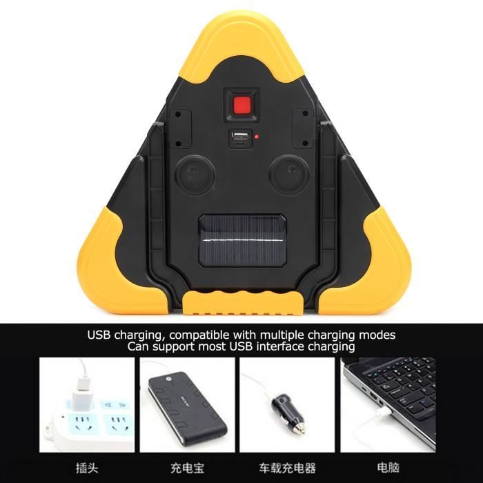 Triangle D'avertissement De Panne D'urgence De Voiture Portable Trois En Un Pour Trépied De Voiture Avec éclairage LED Et Port De Chargement USB  30