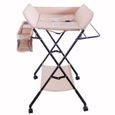 Table à langer bébé - POPS - pliable avec roues - réglable en hauteur - multifonctionnel - Rose-3