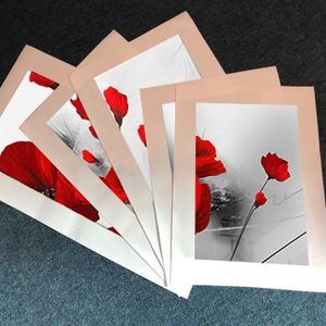 Tableau Décoratif Tulup 40x60cm - Motif Coquelicots Sur Fond Rouge - Cadre MDF Moderne - Neuf Sous Emballage