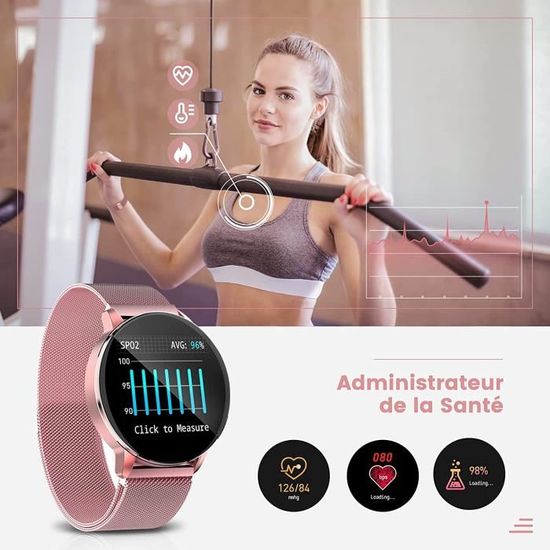 NAIXUES Montre Connectée Femmes, IP67 Montre de Sport Moniteur de Fréquence  Cardiaque, Tension Artérielle, SpO2, Podomètre, Reje13 - Cdiscount  Téléphonie