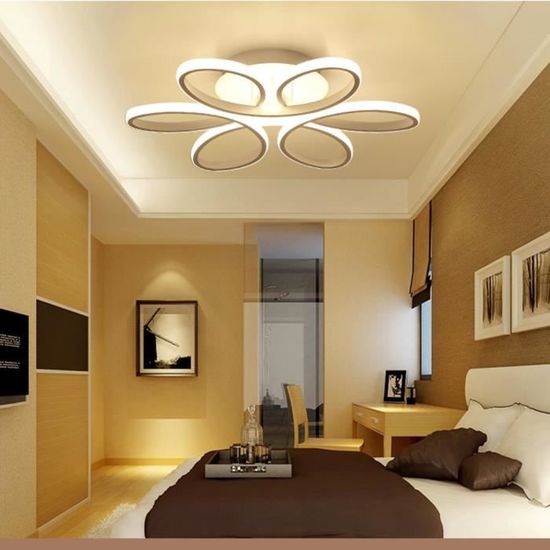LED Plafonnier Dimmable Moderne Fleur avec T/él/écommande Silice et Aluminium pour Salon Salle /à manger Bureau Blanc /Ø74cm*10cm 110W