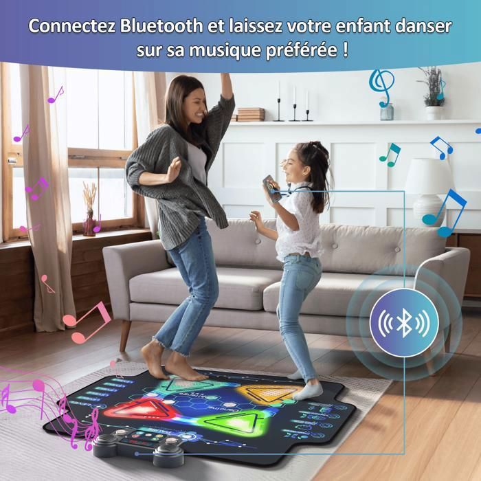 Tapis De Danse Lumineux Avec LED Et Bluetooth - 3 Modes De Jeu - Cadeau Pour Enfants 3-8 Ans