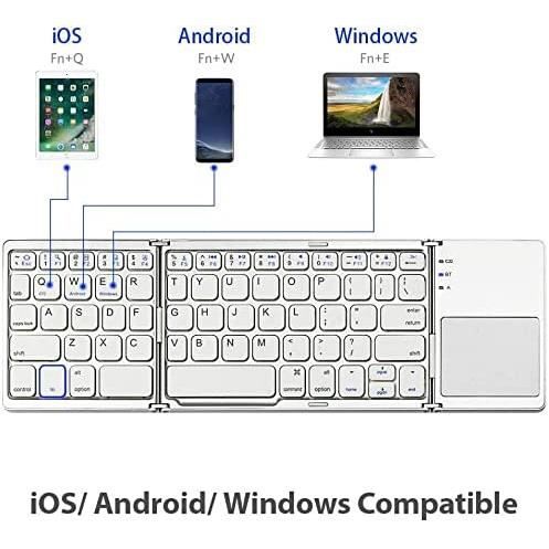 Clavier Pliable Compatible Bluetooth, 64 touches, pavé tactile,  Rechargeable, pour IOS, Android, Windows –