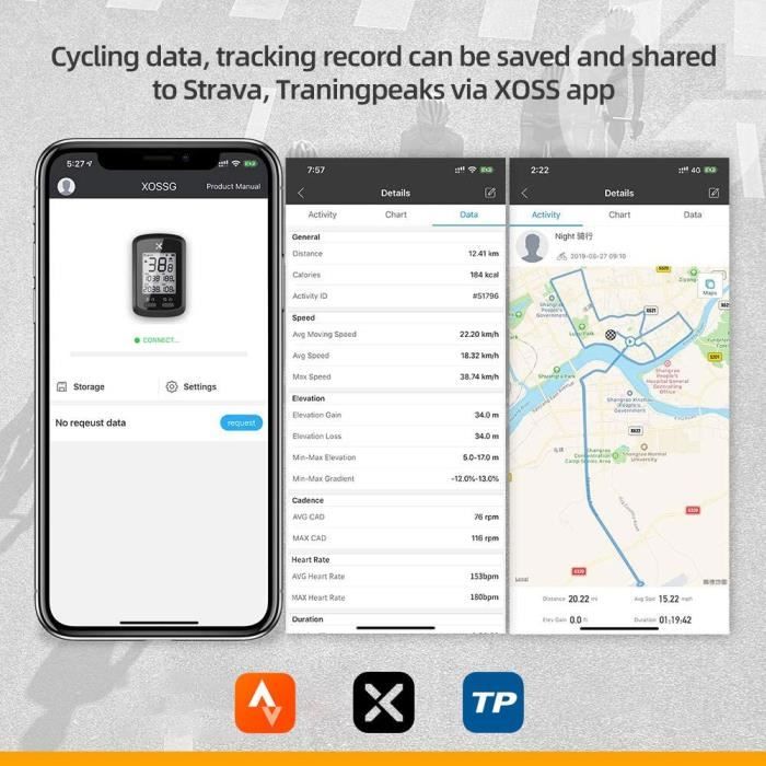 XOSS-Ordinateur de vélo GPS G Plus, compteur de vitesse de vélo