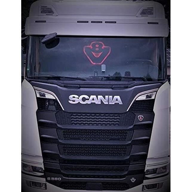24/7 AUTO Targa a specchio V8 LED 24 V RGB LED argento per camion Scania rosso blu verde 540 x 460 mm