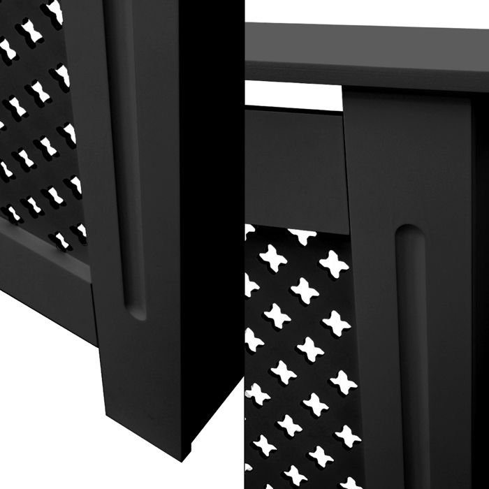 ECD Germany Cache-radiateur Campagnard 112x19x82 Cm MDF Anthracite - Étagère Décorative Et Rangement Mural