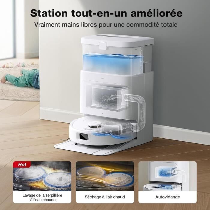 Robot Aspirateur Laveur avec Station de Vidage Automatique