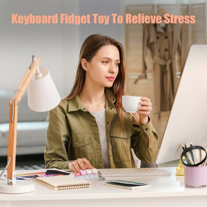 2 Porte-clés Fidget Clavier Lumineux – Anti-stress Tactile – Adultes – Portable Et Stylé