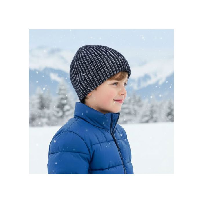 Bonnet D'Hiver Béret Bleu Tricoté Main - Taille Unique - Cadeau Saint-Valentin Chaud