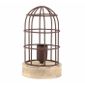 Lampe Carandira à Poser Luminaire Façon Cage à Oiseau Eclairage 1 Ampoule Déco Electrique Fer Et Bois Patiné Rouille 145x25cm