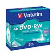 DVD-RW VERBATIM - Pack de 5 - 4x - 4,7 Go - Boîtier crystal-0