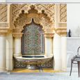 Abakuhaus marocain Rideau de Douche, Art Eastern Vintage, 175 x 200 CM, Bleu Brun pâle Ivoire-0