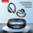 Écouteurs sans fil Lenovo XT80 Bluetooth 5.3, véritables écouteurs avec bouton micro, contrôle, r&eacute-0
