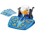 Jeu de societe Bingo loto Bleu avec distributeur de boules, 90 Boules numérotées, 48 cartes et des jetons HobbyTech-0