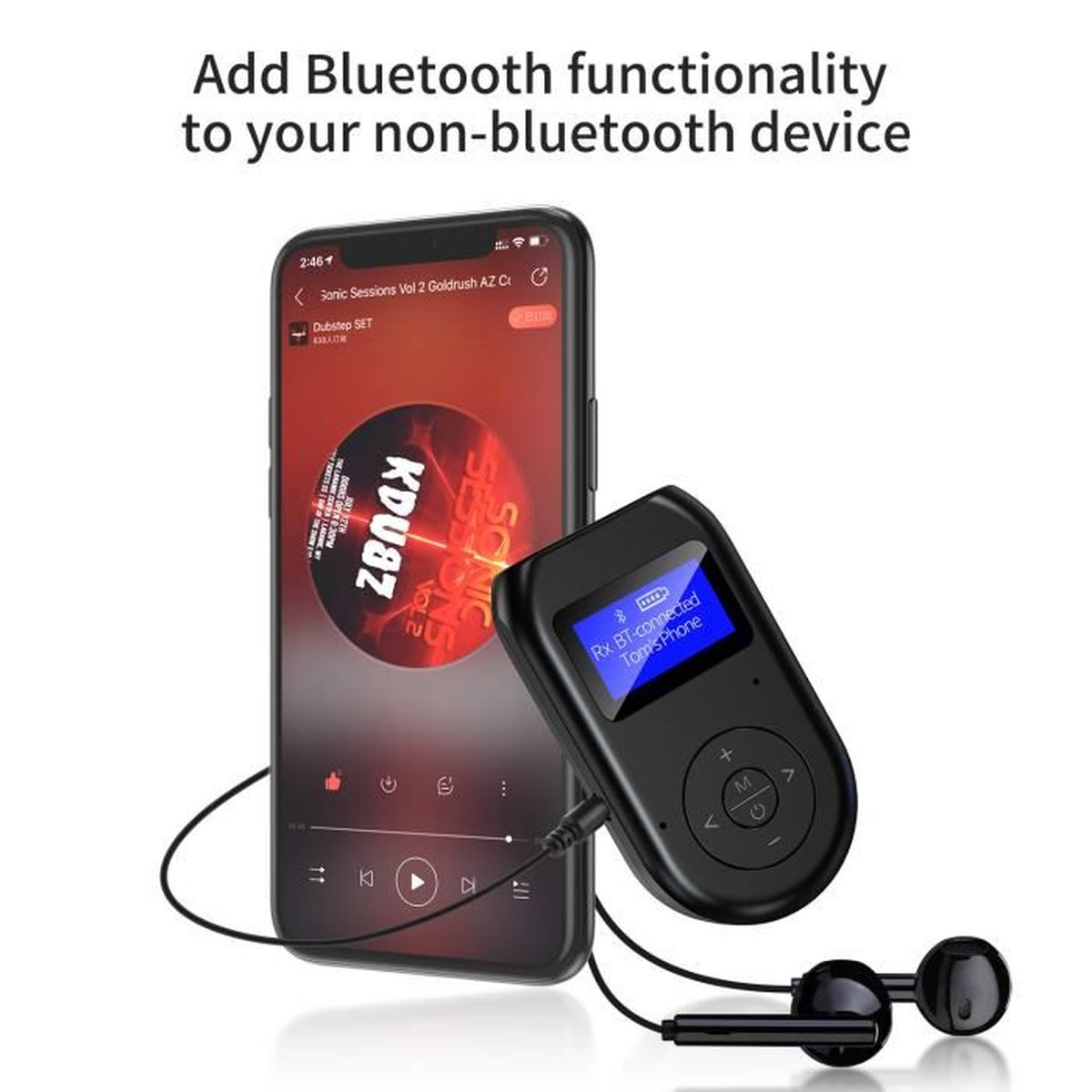 Émetteur récepteur audio Bluetooth, HIFI sans fil Bluetooth 2 in1 audio émetteur récepteur 3.5MM