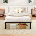 DORAFAIR Cadre de lit noir en fer, cadre de lit maison, taille 25,5x90x190cm, adapté pour lit 90x190cm, noir