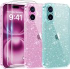 MASSILIA TECH Coque pour iphone 16 et 2 vitres verre trempé 2 verres caméra Silicone transparent paillette