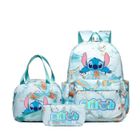 GUANGNA Stitch Ensemble cartable pour filles – Sac à dos 3 pièces bleu dessin animé avec trousse à crayons Stitch – Sac à déjeuner,Vert