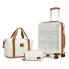 KONO Set de 3 Valises de Voyage Rigide Bagage Cabine 51.5x40x22cm + Pliable Sac de Voyage pour Sport avec Trousse de Maquillage, Crème
