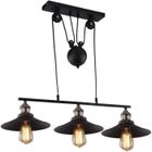 WOTTES UNI Rétro Suspension Luminaire Industrille E27 Lustre Poulie 3 Lampes Noir