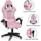 BIGZZIA Fauteuil Gamer Ergonomique - Chaise Gaming - avec appui-tête et oreiller lombaires - Réglable Pivotant - Rose et blanc