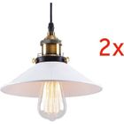WOTTES EXBON 2PCS Lustre Suspension Industrielle E27 22cm Abat-jour Métal Luminaire pour Chambre Cuisine Couloir Salon
