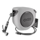 OXEO Dévidoir mural automatique 35m - tuyau arrosage enrouleur automatique - pivotement 180°- pistolet arrosage raccord tuyau support