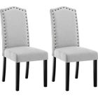 WOLTU Lot de 2 Chaises Salle à Manger en Lin, Chaise de Cuisine avec Dossier Haut, Chaise Salon Rembourré, Gris Clair W0ATT0128-2