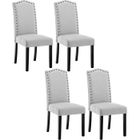 WOLTU Lot de 4 Chaises Salle à Manger en Lin, Chaise de Cuisine avec Dossier Haut, Chaise Salon Rembourré, Gris Clair W0ATT0128-4