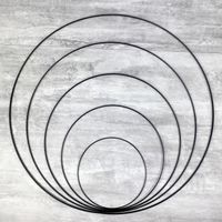 Lot 5 Cercles métal Noir Ø 20 cm à 60 cm, Anneaux en Epoxy noir pour Attrape rêves, abat-jour - Noir - 20 cm