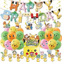 Pikachu Pokémon Fête D’anniversaire Décorations Bannière Ballons Gâteau Cupcake Toppers Décoration pour Enfants
