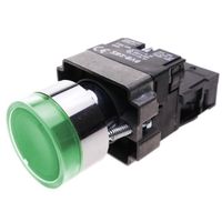 CableMarkt - Bouton poussoir métallique momentané avec fonctionnement 1NC 400 V 10 A avec lumière LED de couleur vert de 22 mm
