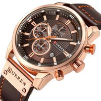 LINGYUE hommes montres à Quartz Top marque de luxe bracelet en cuir chronographe Date sport montre-bracelet pour hommes