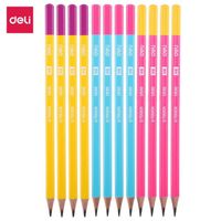 Boîte 12 crayons graphite HB, corps en couleur ( bleu, rose, jaune)  bout peint enrobé
